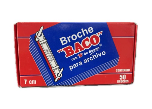 Broches baco para archivo 7 cms b-072 rojo c/50